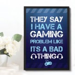 Gaming Print Hanging Wall Sign Framed Print Boys Bedroom Decor