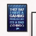 Gaming Print Hanging Wall Sign Framed Print Boys Bedroom Decor