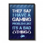 Gaming Print Hanging Wall Sign Framed Print Boys Bedroom Decor