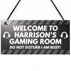 PERSONALISED Grey Gaming Gamer Sign ANY NAME Christmas 