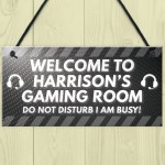 PERSONALISED Grey Gaming Gamer Sign ANY NAME Christmas 