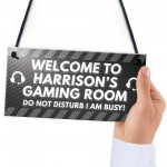 PERSONALISED Grey Gaming Gamer Sign ANY NAME Christmas 