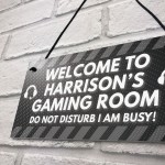 PERSONALISED Grey Gaming Gamer Sign ANY NAME Christmas 