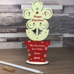 Teacher Gift For Christmas Wood Flower Personalised Thankyou