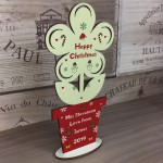 Teacher Gift For Christmas Wood Flower Personalised Thankyou