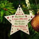 Thank You Teacher Christmas Gift Wood Star Personalised Nursery