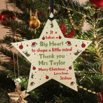 Thank You Teacher Christmas Gift Wood Star Personalised Nursery