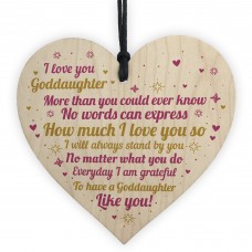 Goddaughter Christening Gift Keepsake Wood Heart Birthday Xmas
