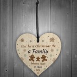 Handmade 1st Christmas As A Family Wooden Heart Tree Decoration