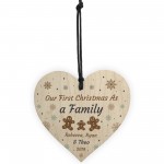 Handmade 1st Christmas As A Family Wooden Heart Tree Decoration