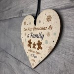 Handmade 1st Christmas As A Family Wooden Heart Tree Decoration