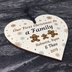 Handmade 1st Christmas As A Family Wooden Heart Tree Decoration