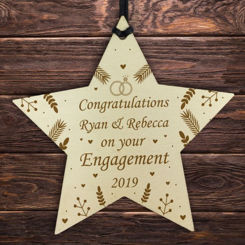 Handmade Congratulations Gift For Engagement Wooden Star 