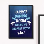 Gamer Lover Gift Framed Print Gaming Sign For Boys Bedroom Art