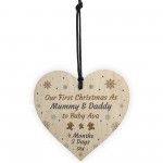 Handmade 1st Christmas As Mummy And Daddy Wood Heart Tree Decor
