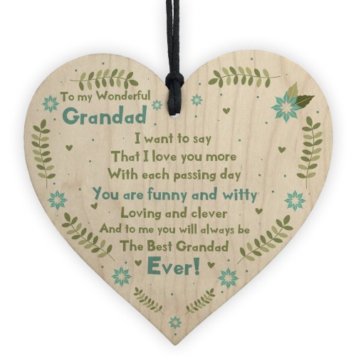 Handmade Gift For Grandad Wooden Heart Grandad Birthday Gift