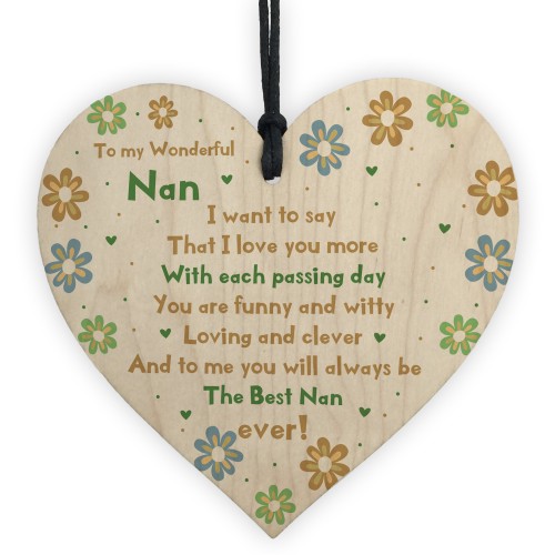 Handmade Gift For Nan Wooden Heart Nan Birthday Gift Keepsake