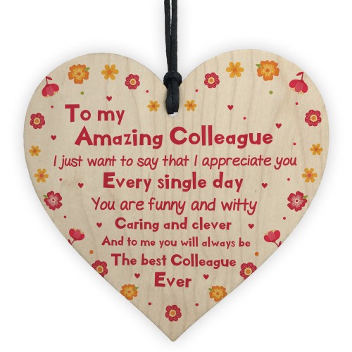 Novelty Wood Heart For Amazing Colleague Friendship Thank You