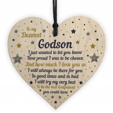Handmade Godson Gift Wooden Heart Goddaughter Birthday Gift