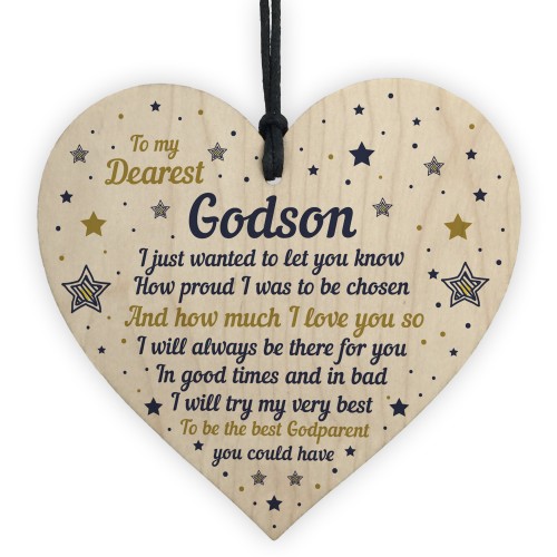Handmade Godson Gift Wooden Heart Goddaughter Birthday Gift