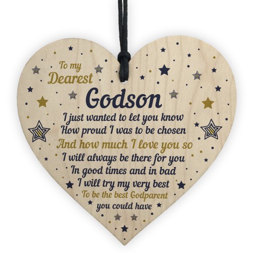 Handmade Godson Gift Wooden Heart Goddaughter Birthday Gift