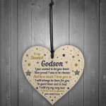 Handmade Godson Gift Wooden Heart Goddaughter Birthday Gift