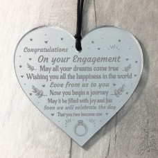 Handmade Engagement Gift For Couple Wooden Heart Congratulations