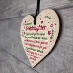 Handmade Goddaughter Gift Wooden Heart Goddaughter Birthday Gift