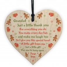 Grandad Gift Just A Little Thank You Wooden Heart Keepsake