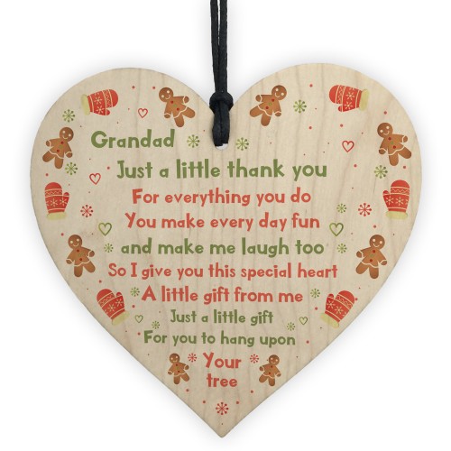 Grandad Gift Just A Little Thank You Wooden Heart Keepsake