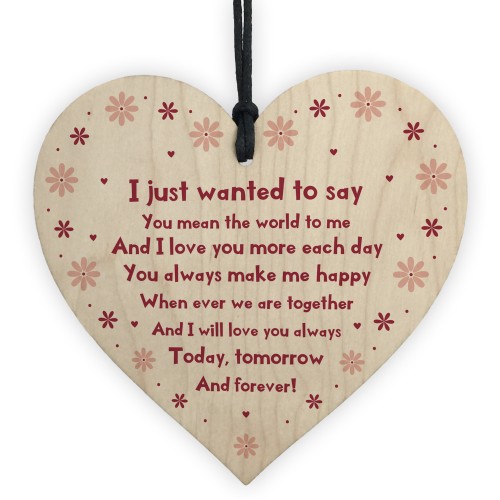 Handmade Anniversary Gift For Him Her Wood Heart Valentine Gift