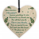 Handmade Merry Christmas Grandad Wooden Heart Gift For Grandad