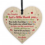 Handmade Personalised Teacher Gift Wood Heart Thank You Leaving