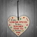 Handmade Thankyou Teacher Gift Wood Heart Leaving School Nursery