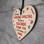 Handmade Thankyou Teacher Gift Wood Heart Leaving School Nursery