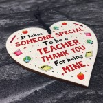 Handmade Thankyou Teacher Gift Wood Heart Leaving School Nursery