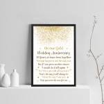 50th Wedding Anniversary Gift Framed Print Special 50th Gift 