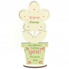 Personalised Wood Flower Birthday Christmas Gift For Great Nanny