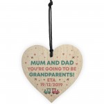 Baby Pregnancy Annoucement Card Wood Heart Gift For Grandparents