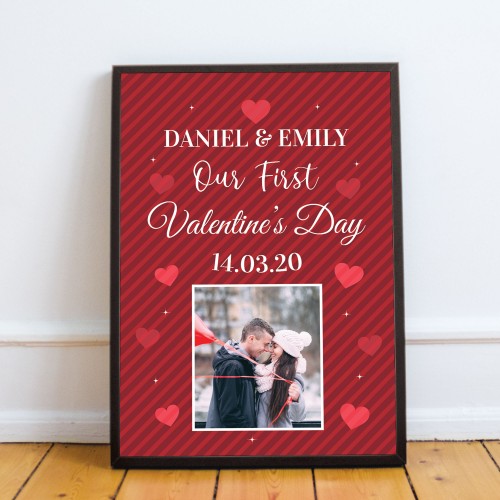 Personalised First Valentines Gift Framed Print 1st Valentines