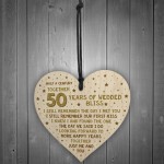 50th Wedding Anniversary Card Wood Heart Gift For Husband Wife