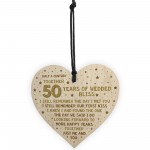 50th Wedding Anniversary Card Wood Heart Gift For Husband Wife