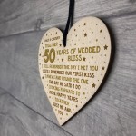 50th Wedding Anniversary Card Wood Heart Gift For Husband Wife