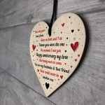 Handmade Anniversary Gift For Husband Wife Wood Heart Keepsake