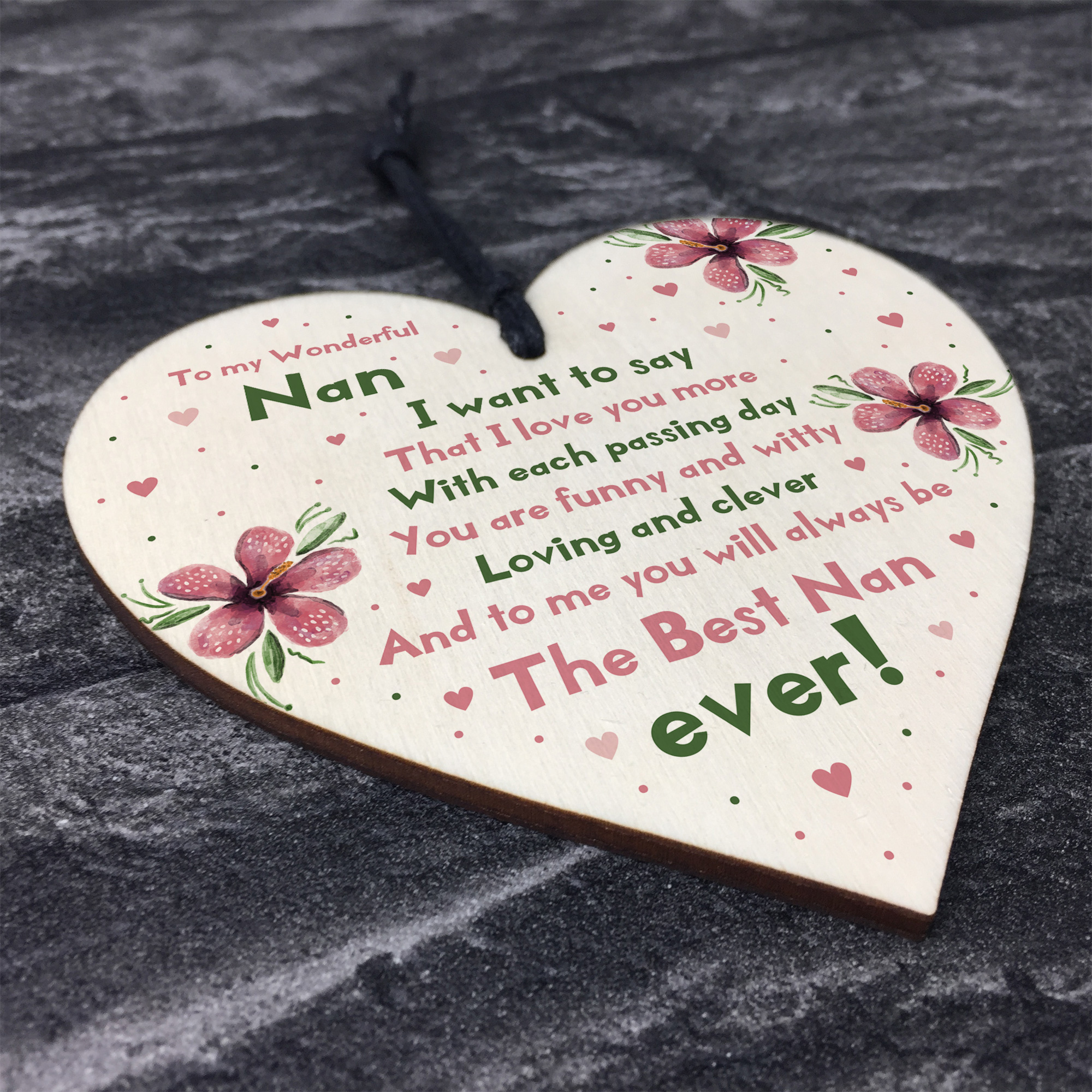 Special Gift For Nan Wooden Heart Nan Birthday Gift Grandparent