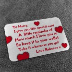 Personalised Metal Wallet Card For Wallet Purse Valentines Day