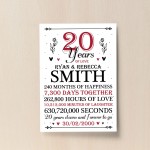 20th Wedding Anniversary Gift Personalised Special Gift