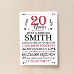 20th Wedding Anniversary Gift Personalised Special Gift