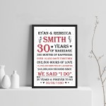 Couple 30th Wedding Anniversary Gift Personalised Framed Print