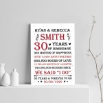 Couple 30th Wedding Anniversary Gift Personalised Print